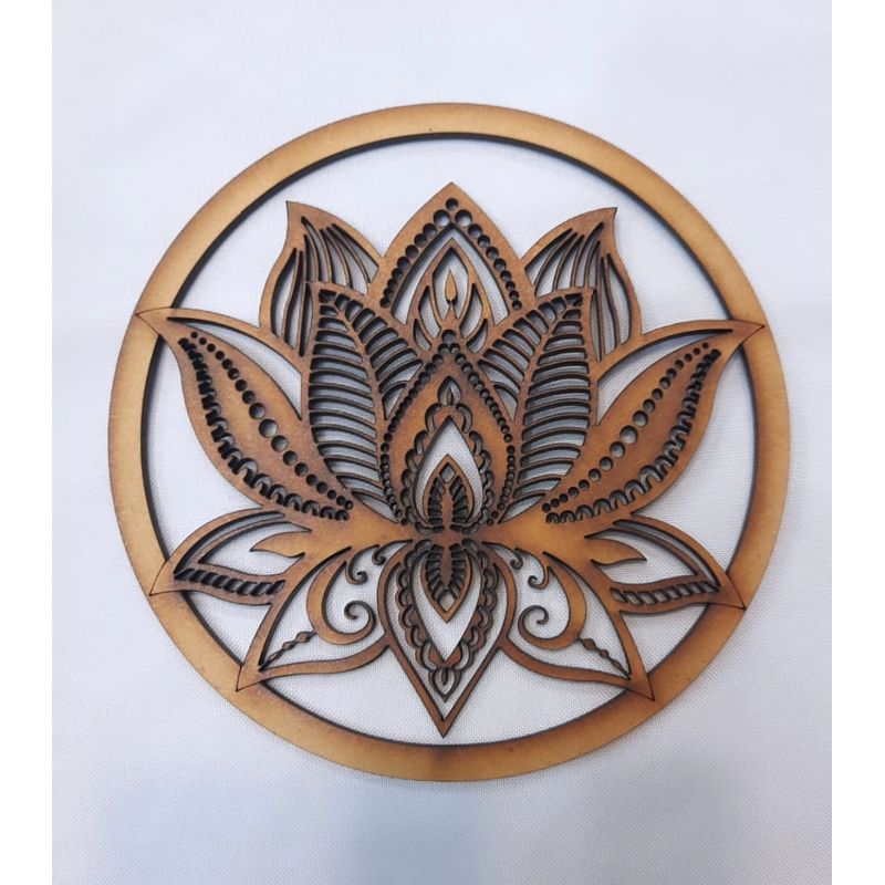 GENERICO - Flor del Loto MDF color natural 15 cm de diámetro.
