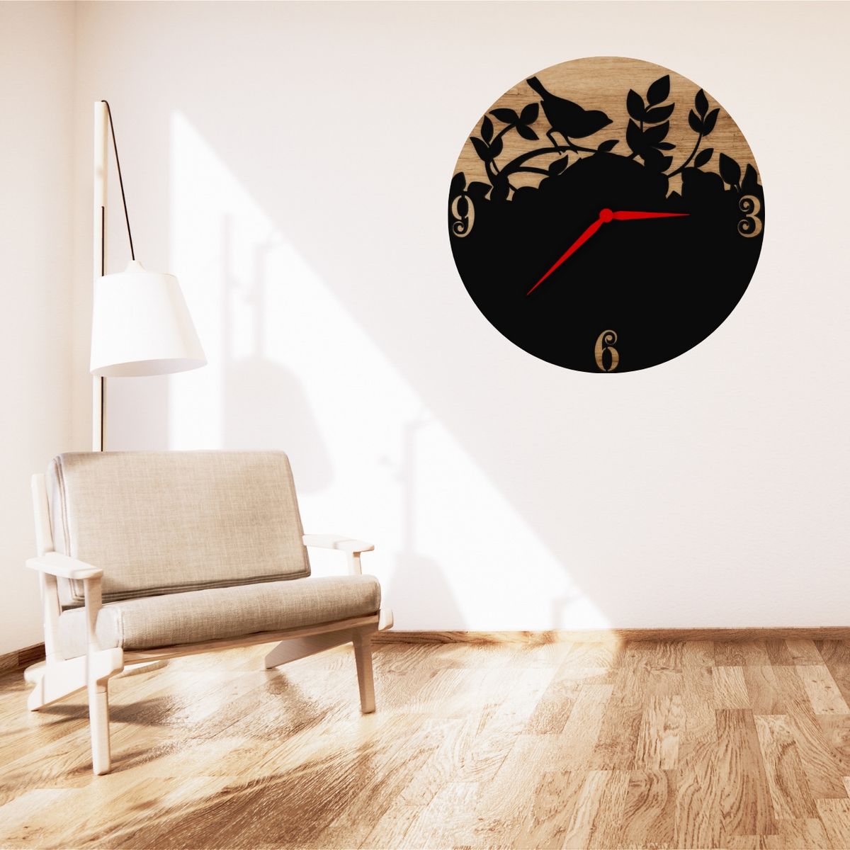 GENERICO - Reloj de Pared Artesanal - 31cm - Pajaritos