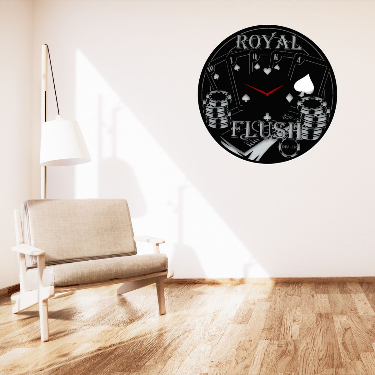 GENERICO - Reloj de Pared Artesanal - 31cm - CasinoPoker