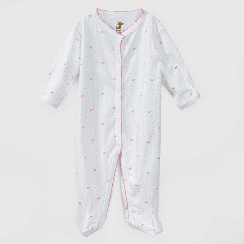 COYOTE KIDS - Enterito blanco lazos rosa algodón peruano - Blanco