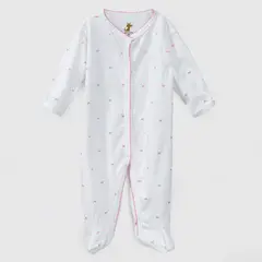 COYOTE KIDS - Enterito blanco lazos rosa algodón peruano - Blanco