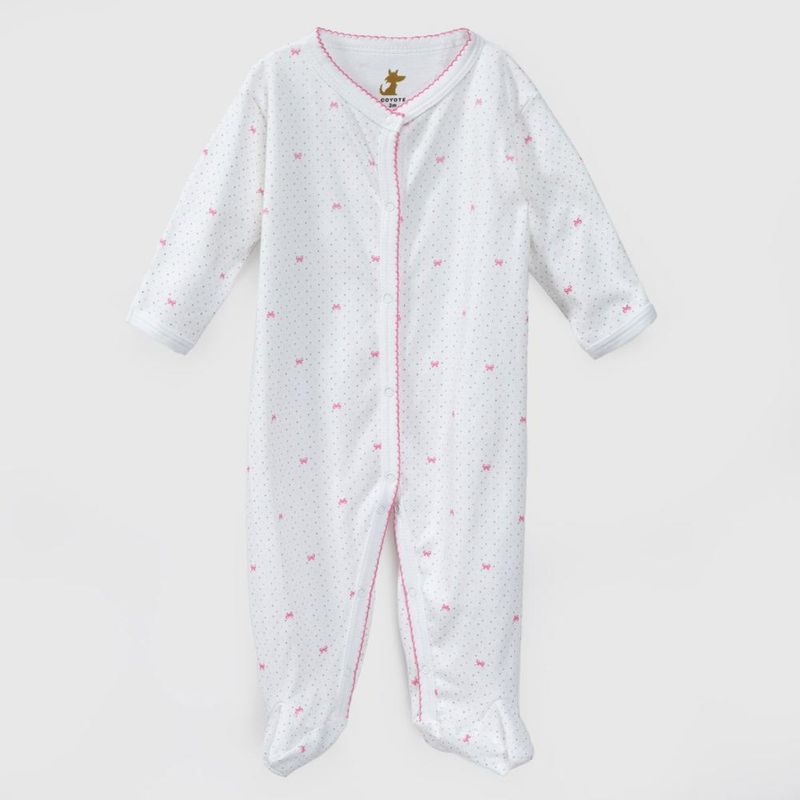 COYOTE KIDS - Enterito blanco lazos rosa algodón peruano - Blanco