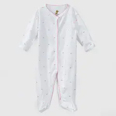 COYOTE KIDS - Enterito blanco lazos rosa algodón peruano - Blanco
