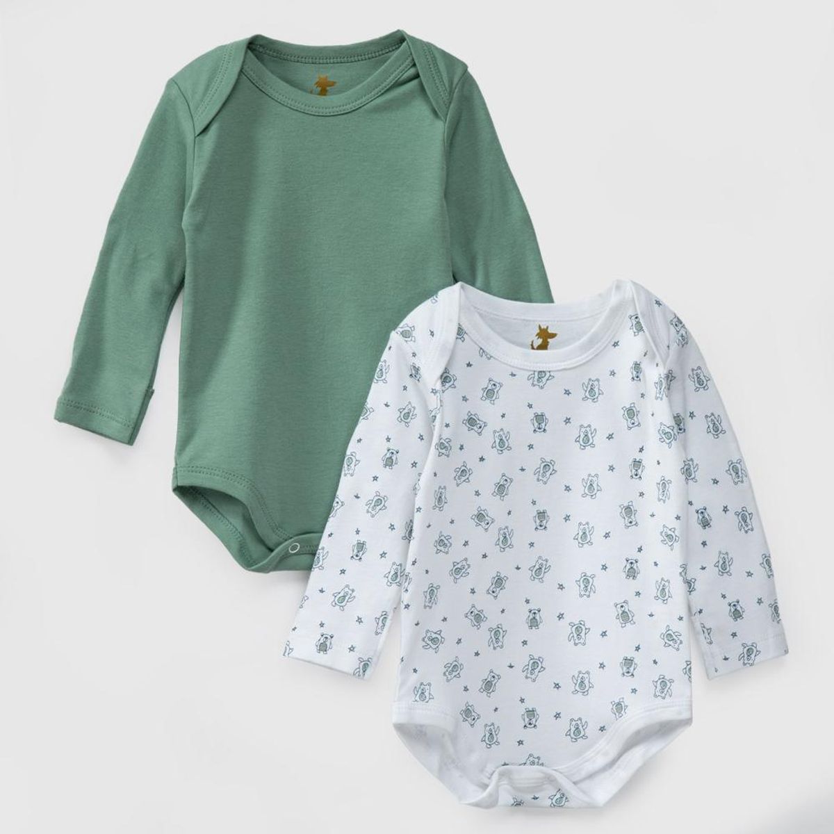 COYOTE KIDS - Pack body blanco verde ositos algodón peruano - Blanco