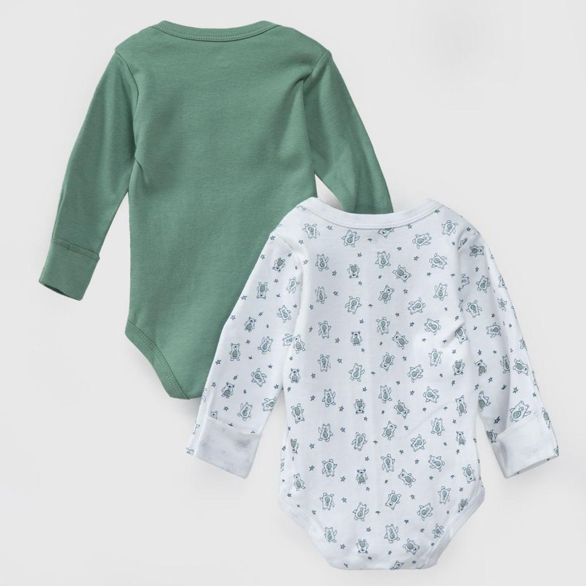 COYOTE KIDS - Pack body blanco verde ositos algodón peruano - Blanco