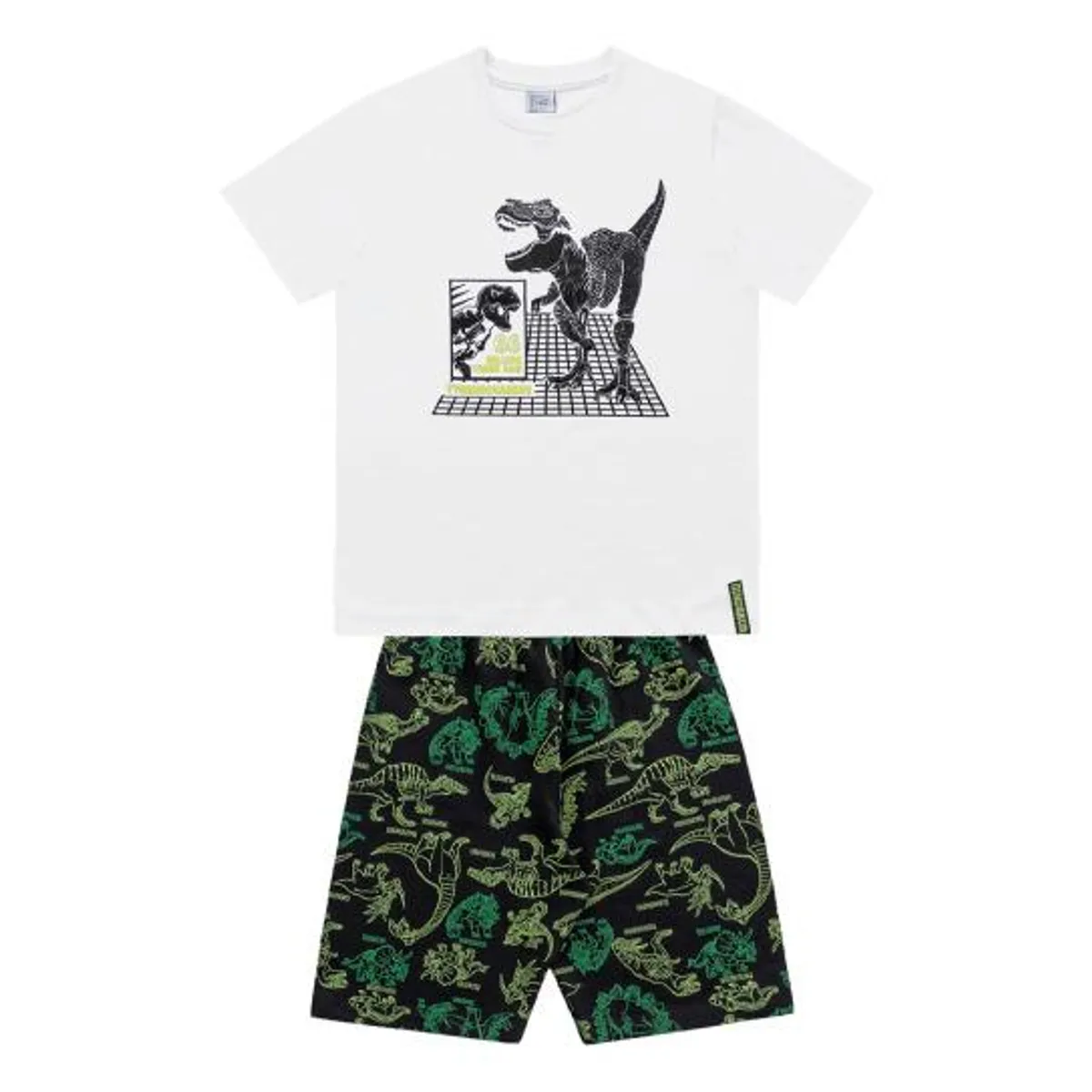 COYOTE KIDS - Conjunto polera blanca y short dinosaurio - Blanco