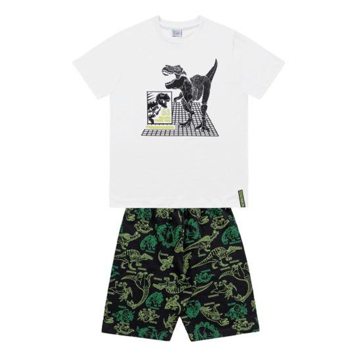 COYOTE KIDS - Conjunto polera blanca y short dinosaurio - Blanco