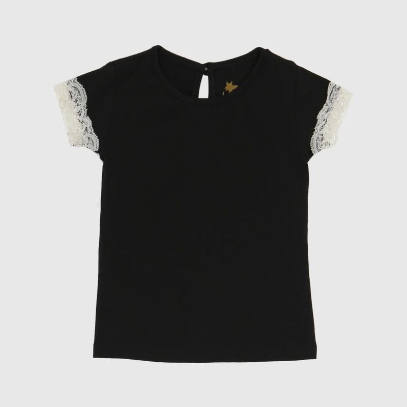 COYOTE KIDS - Polera negra encaje algodón peruano - Negro