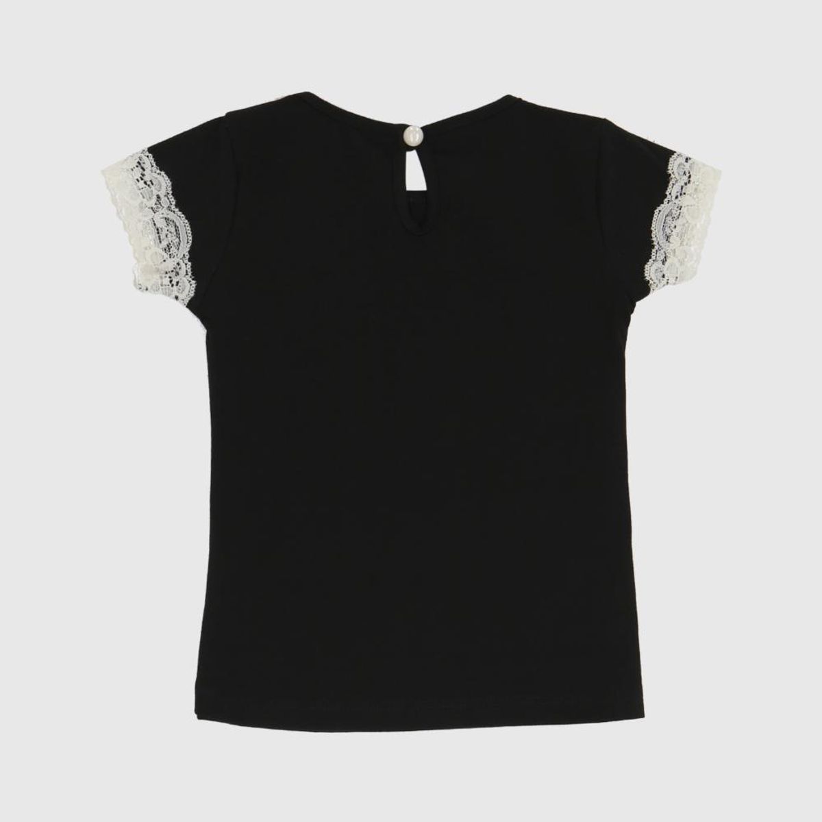 COYOTE KIDS - Polera negra encaje algodón peruano - Negro