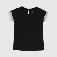 COYOTE KIDS - Polera negra encaje algodón peruano - Negro