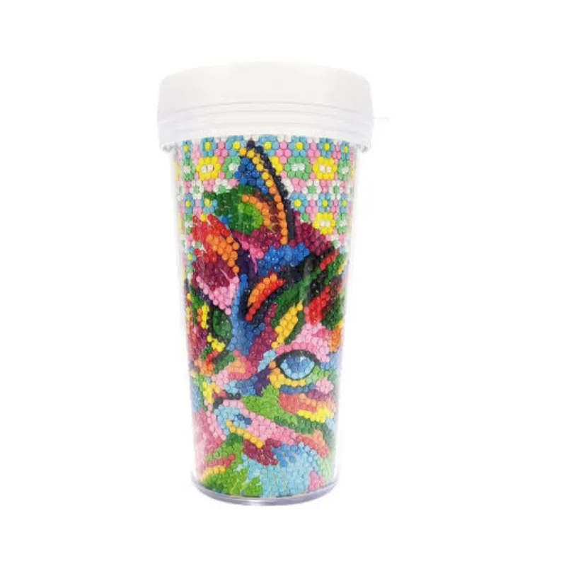 GENERICO - Vaso Pintura con Diamantes - Gatito colorido