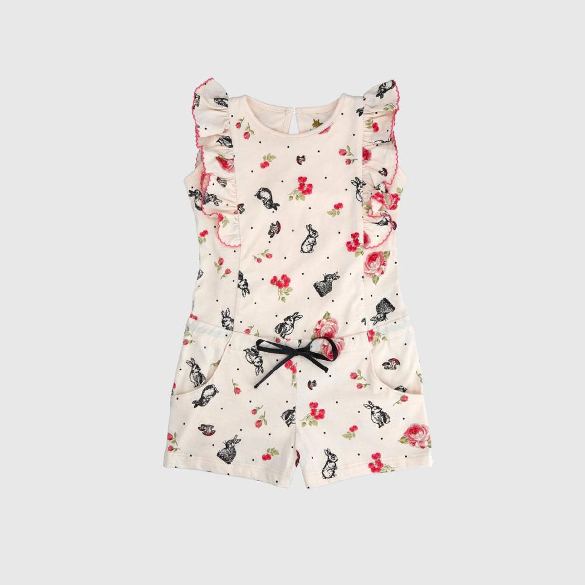 COYOTE KIDS - Enterito beige con vuelos algodón peruano - Beige