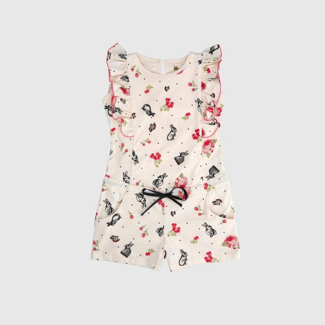 COYOTE KIDS - Enterito beige con vuelos algodón peruano - Beige