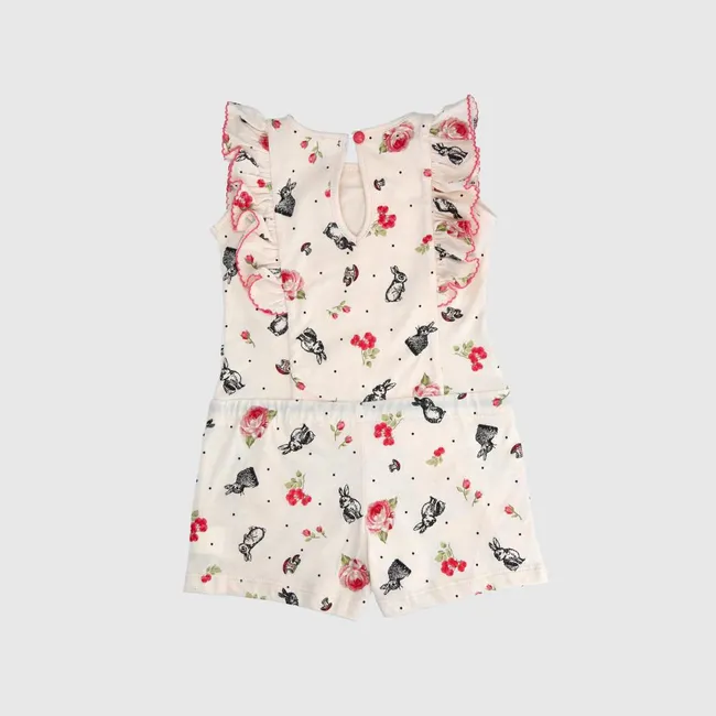 COYOTE KIDS - Enterito beige con vuelos algodón peruano - Beige