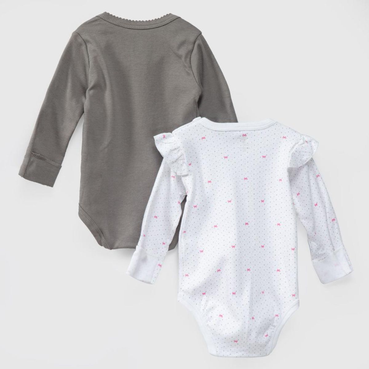 COYOTE KIDS - Pack body blanco gris cinta rosa algodón peruano - Gris