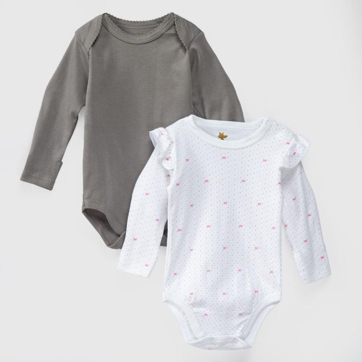 COYOTE KIDS - Pack body blanco gris cinta rosa algodón peruano - Gris