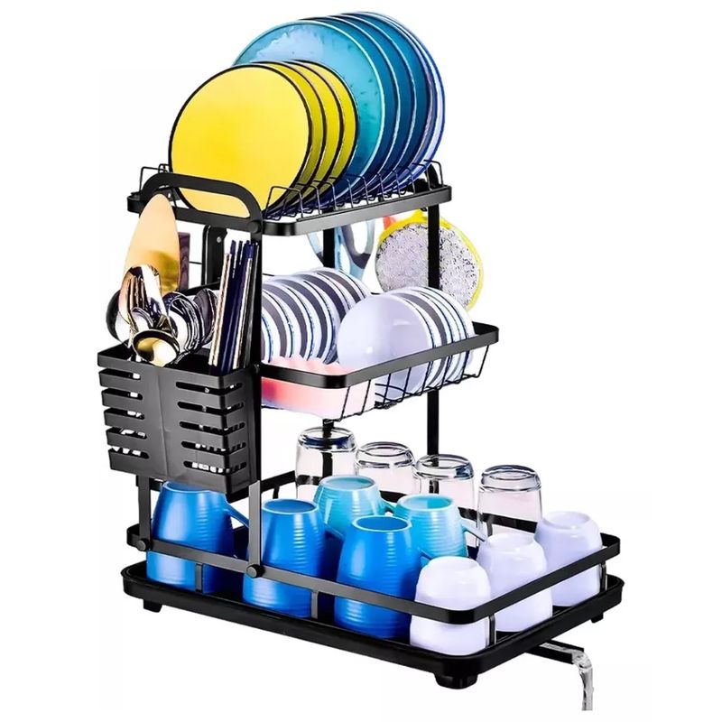 GENERICO - Secador Escurridor De Platos Loza Vajilla 3 Niveles Secaplato Cocina