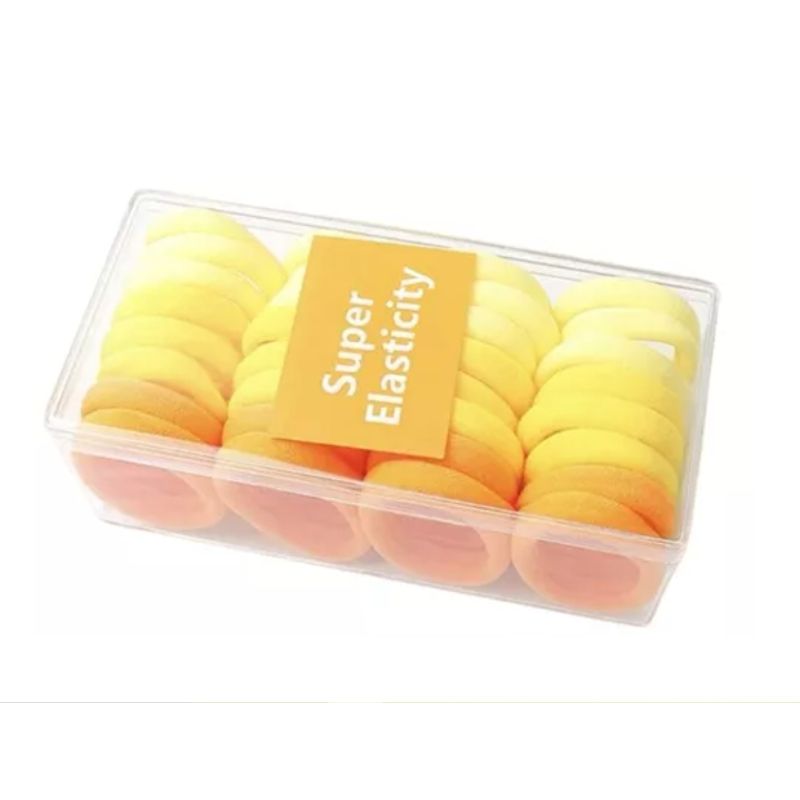GENERICO - Set 32 Colets Colores Gruesas Para Cabello Pelo Elástico Amarillo