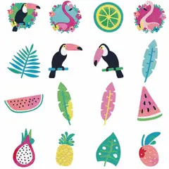 ARTE CONSENTIDO - Pintura con diamantes set stickers Tropical 16 unid