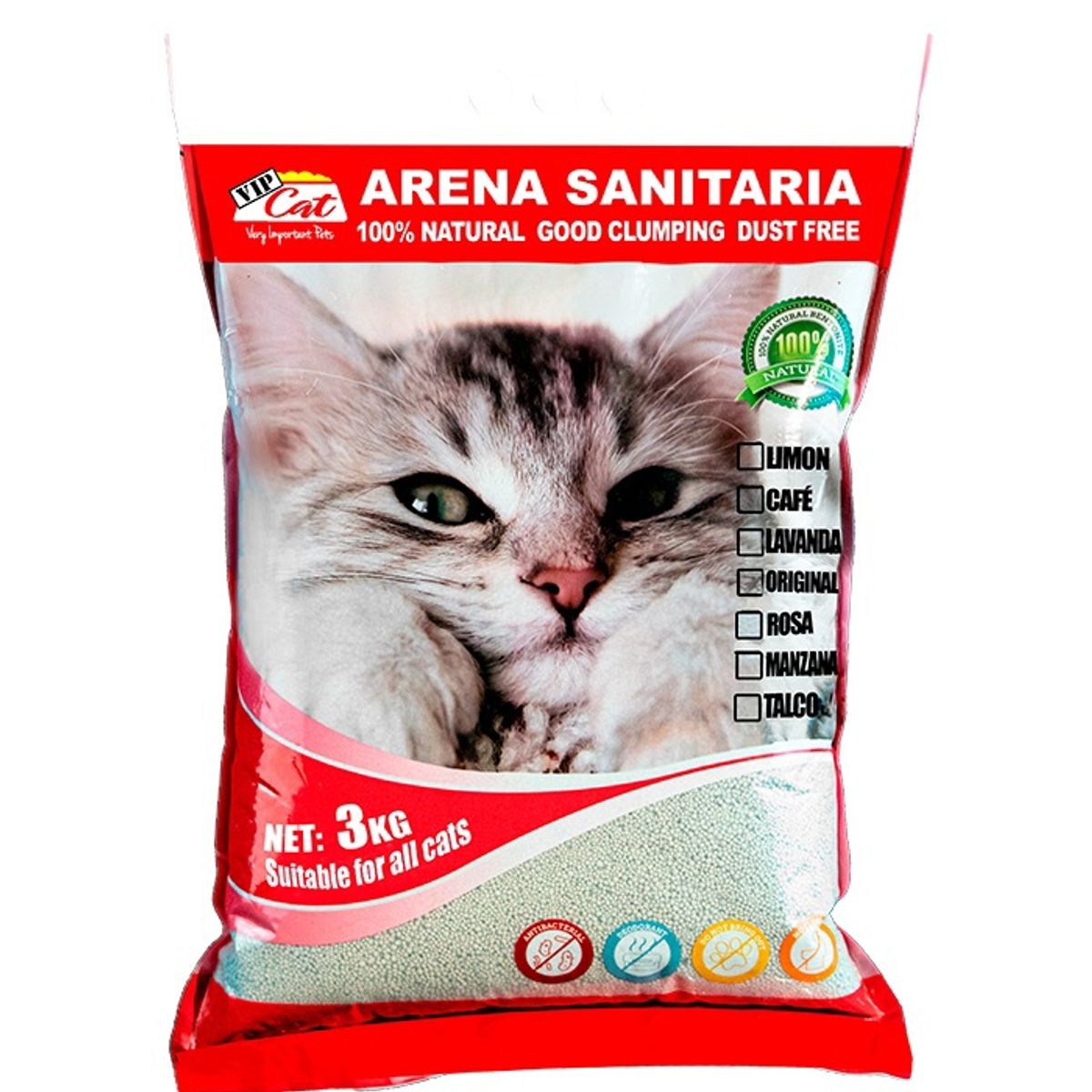 GENERICO - Pack 3 en 1 higiene felina - Arena 3 Kg, pala y arenero.