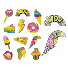 ARTE CONSENTIDO - Pintura con diamantes set stickers Wow 14 unid