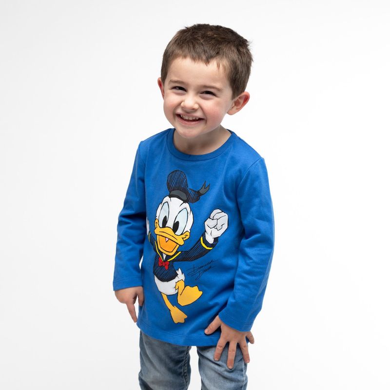 DISNEY - Polera Manga Larga Niño Pato Donald Azul Disney