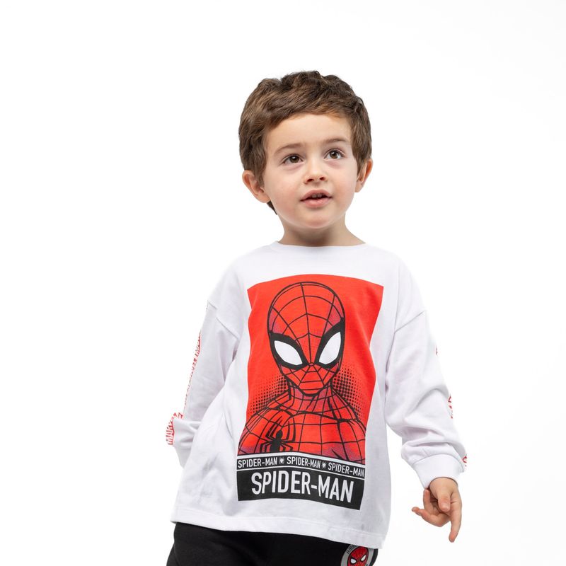 MARVEL - Polera Manga Larga Niño Spiderman Blanco Marvel