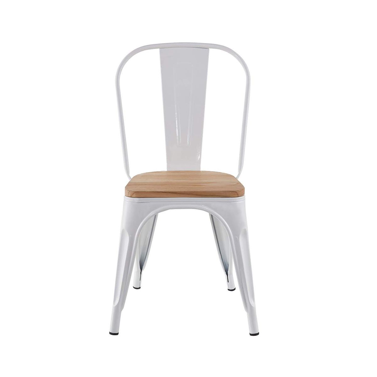 WHITE MARKET - Pack x 4 silla tolix Blanca con asiento de madera