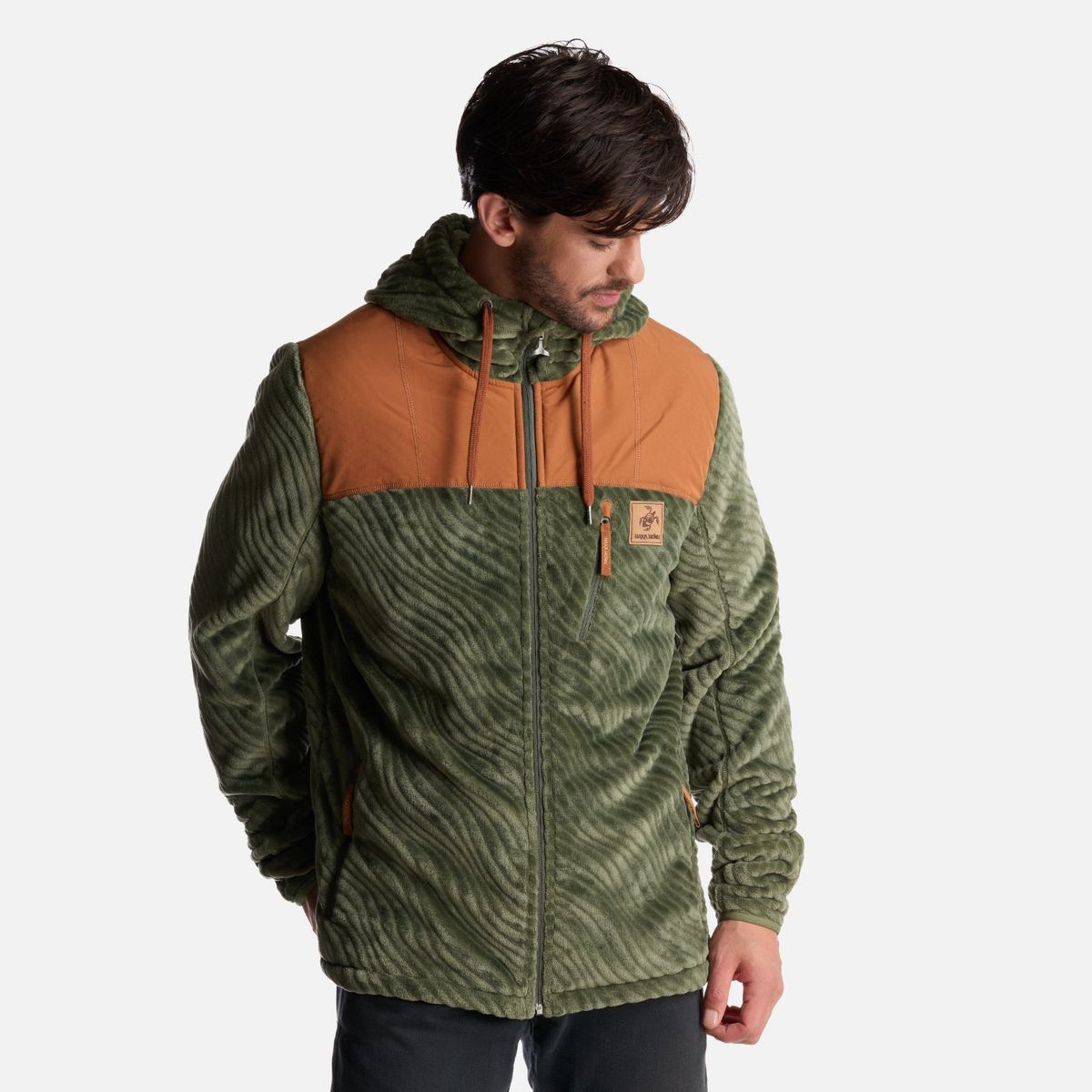 HAKA HONU - Poleron Hombre Polaroid Verde Grisaceo Haka Honu