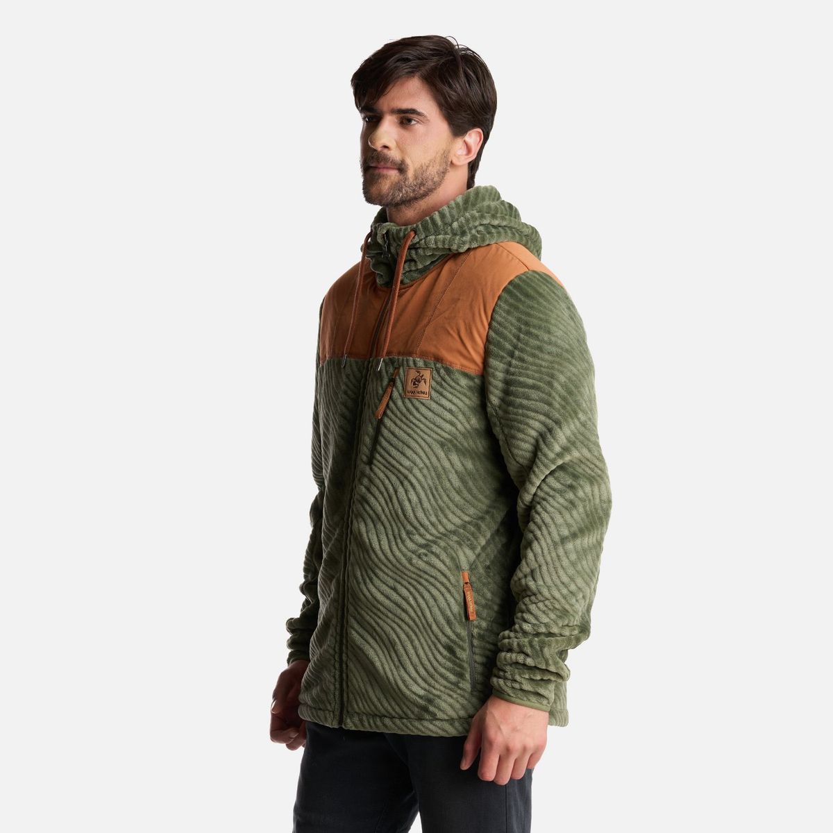 HAKA HONU - Poleron Hombre Polaroid Verde Grisaceo Haka Honu