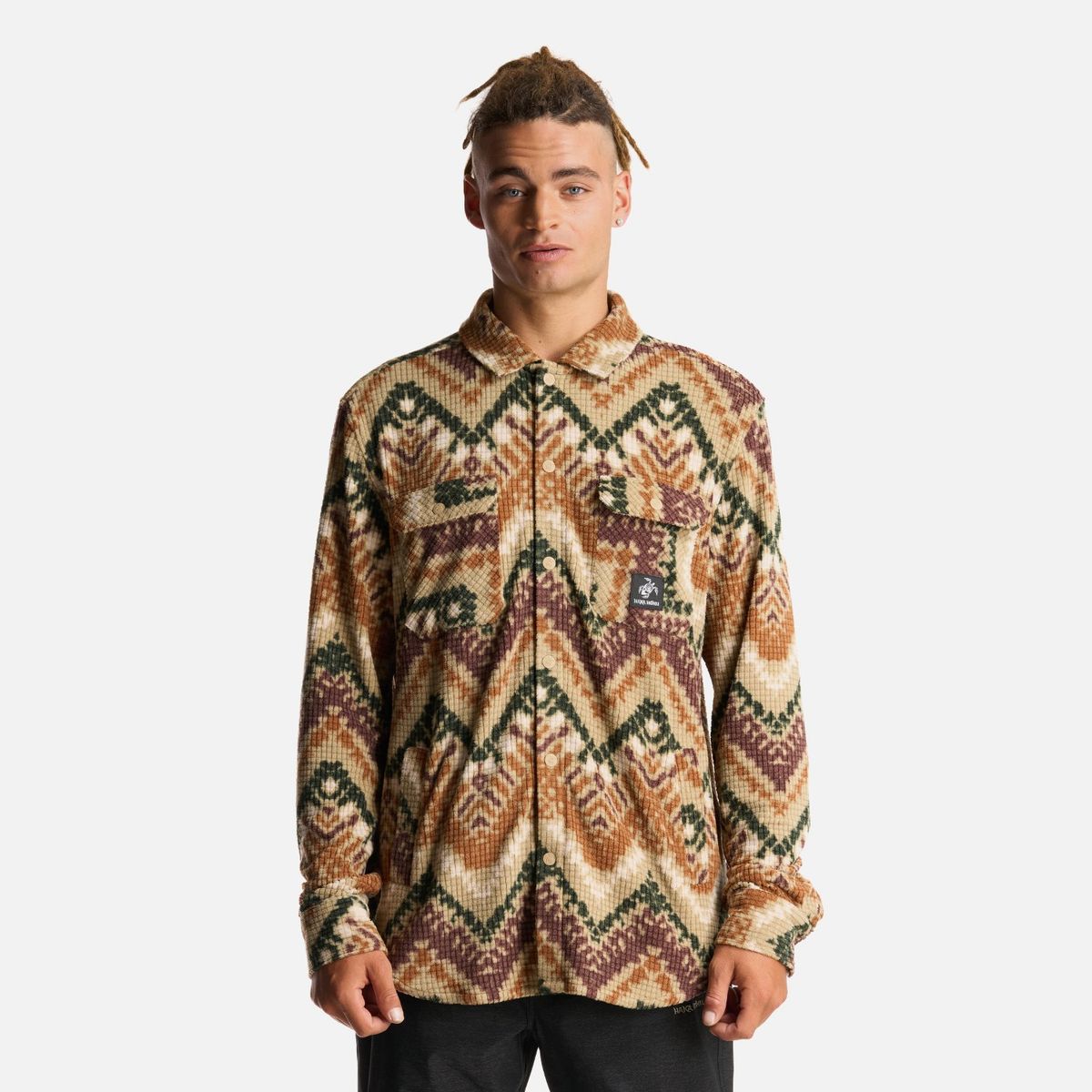 HAKA HONU - Camisa Hombre Cumbre Invernal Print Beige Haka Honu