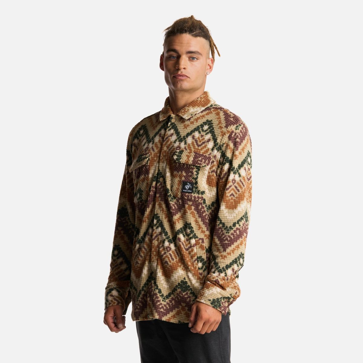HAKA HONU - Camisa Hombre Cumbre Invernal Print Beige Haka Honu