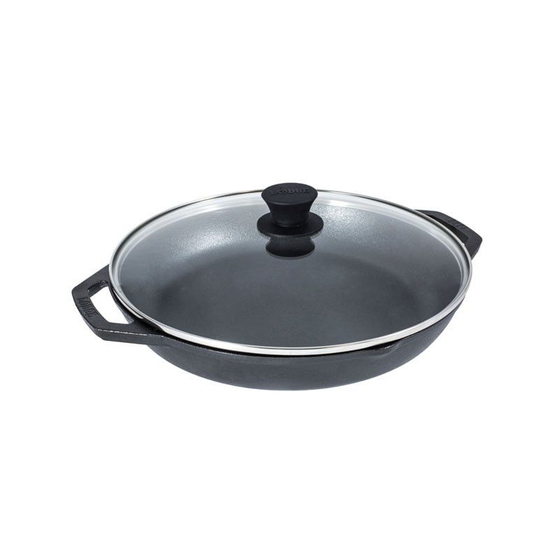 LODGE - Sartén Doble Asa con Tapa de Vidrio LODGE CAST IRON