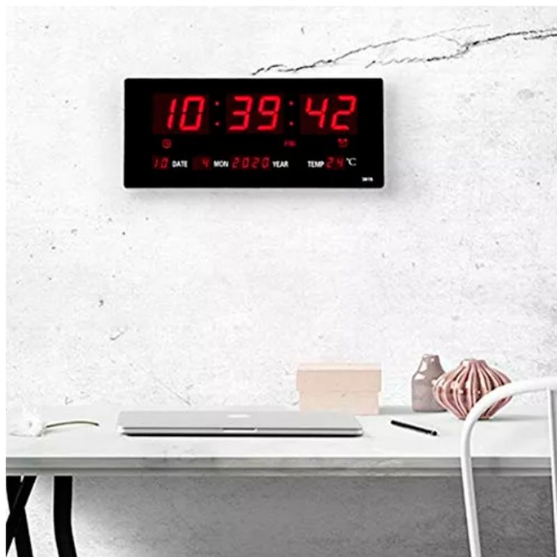 GENERICO - Reloj Digital Pared Led Jh4600 Fechatemperatura Grande 47cm