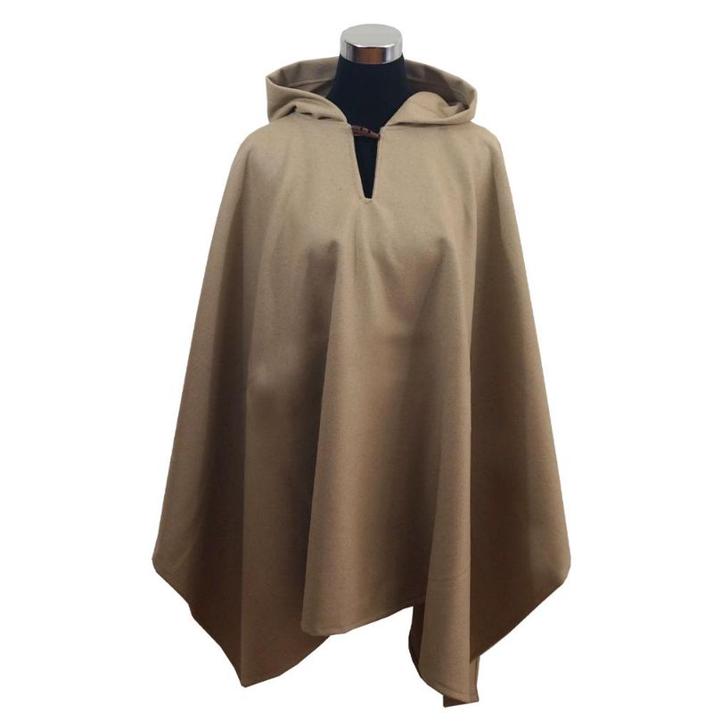 BELLAVISTA OVEJA TOME - Poncho Paño Capucha 100% Lana- Largo - Camel - Café Claro