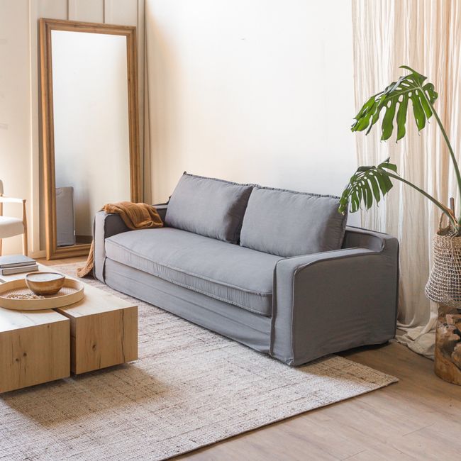 AMOBLE - Sofa Sven Gris H New 240 Amoblé