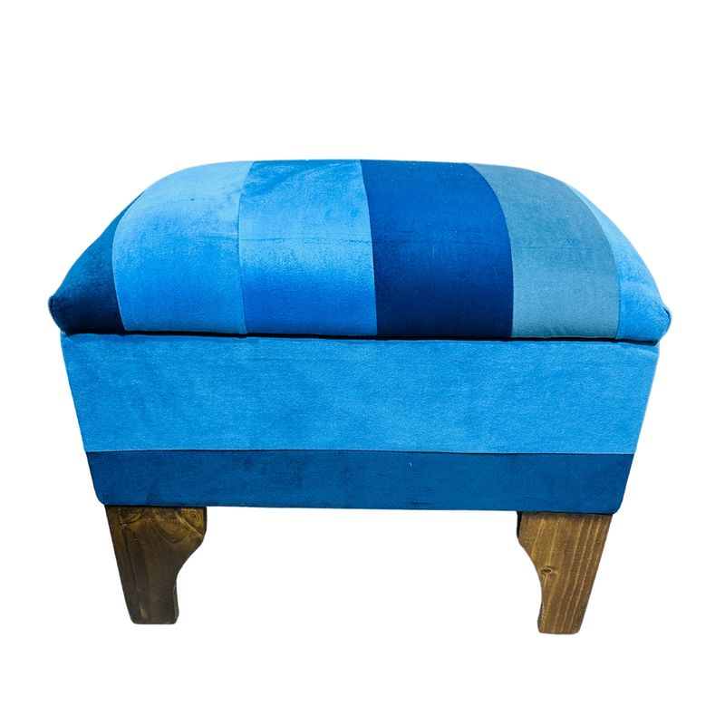 GENERICO - Banqueta Baúl Bicolor Felpa Muebles Rimar 60x40x45x20