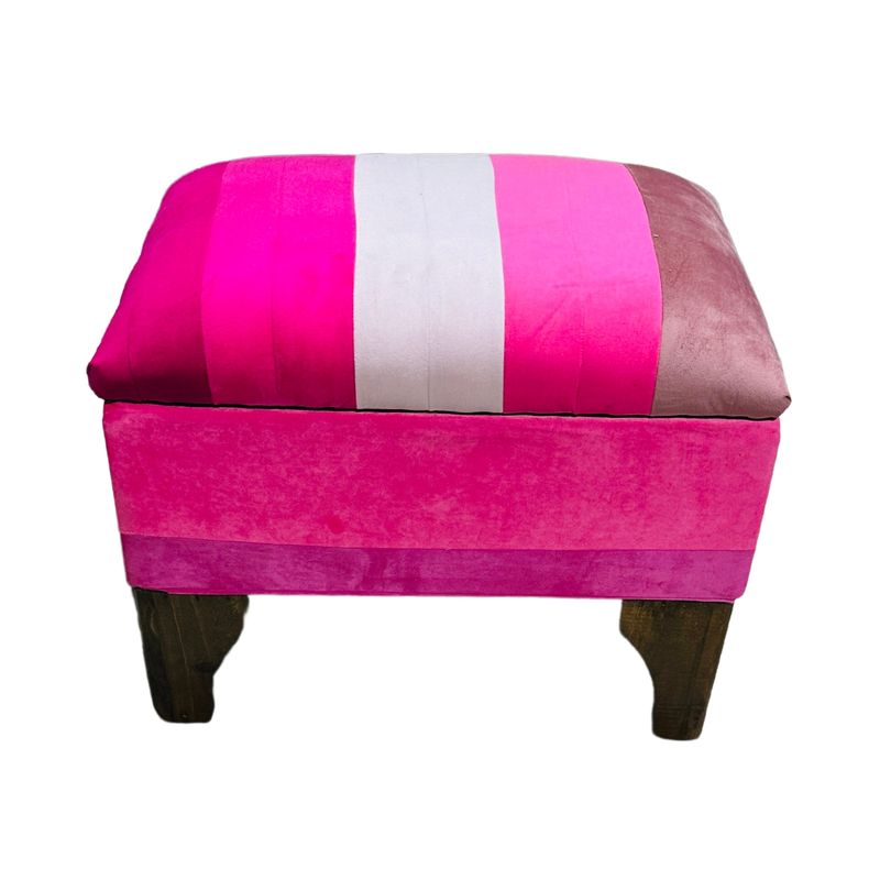 GENERICO - Banqueta Baúl Bicolor Felpa Muebles Rimar 60x40x45x20