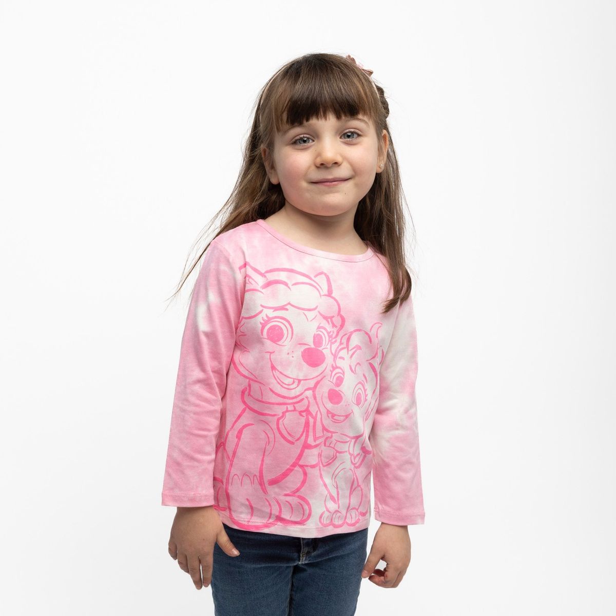 PAW PATROL - Polera Manga Larga Niña Tie Dye Rosado Paw Patrol