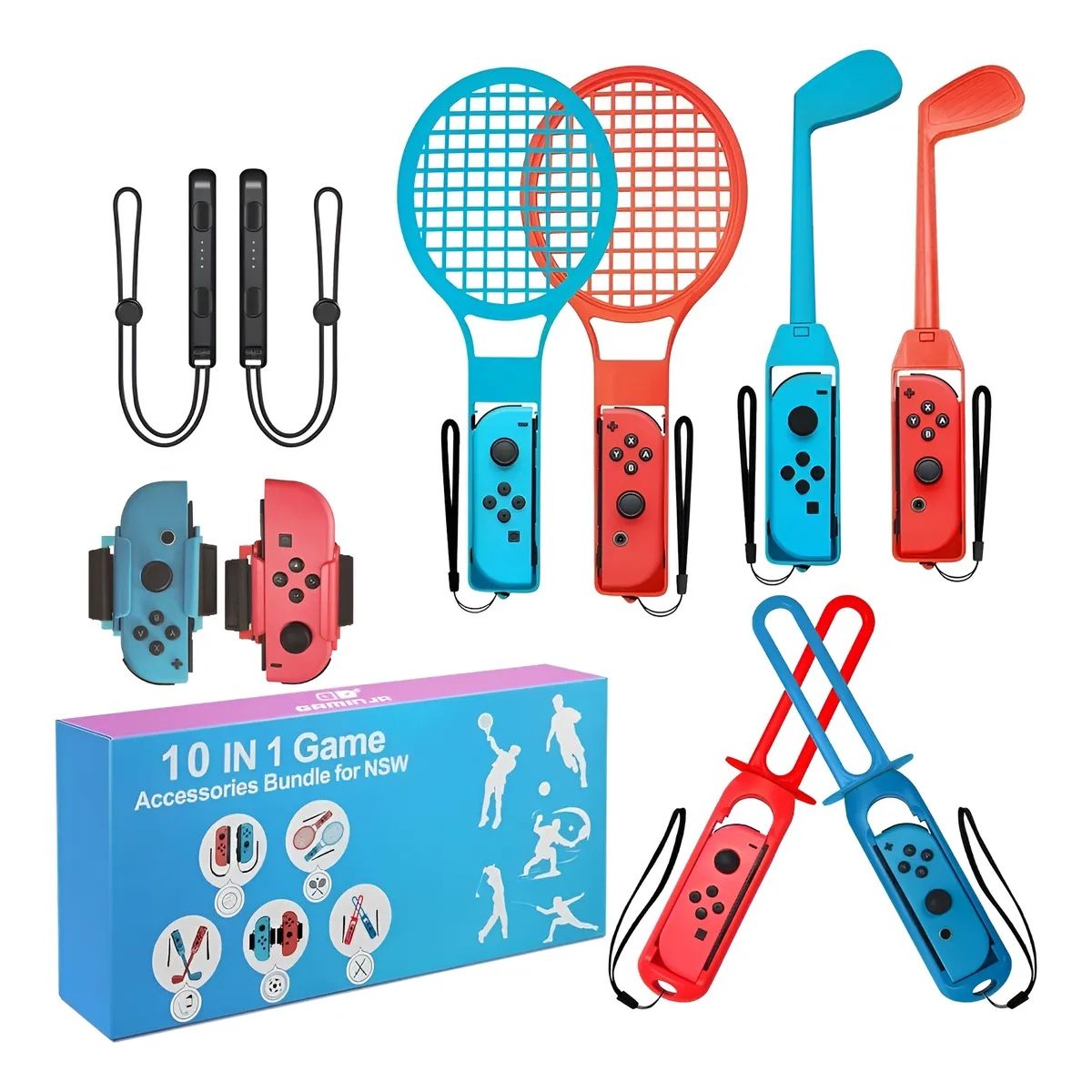GENERICO - Pack 10 En 1 Accesorios Joy Con Para Juego de N Switch 1 Sports
