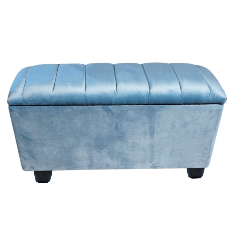 GENERICO - Banqueta Baul Tubular Turquesa Felpa 105x40x50X40 Rimar