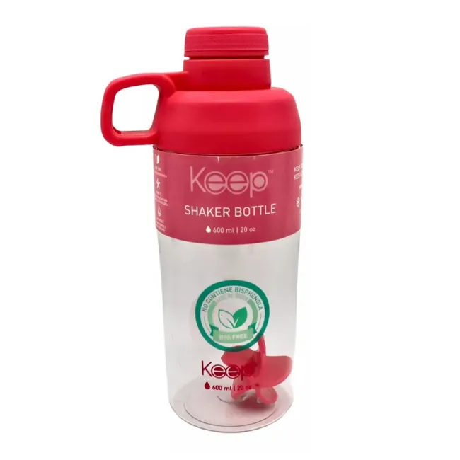 KEEP - Botella Shaker Keep Mezclador Proteinas Gimnasio 600mL Rosa