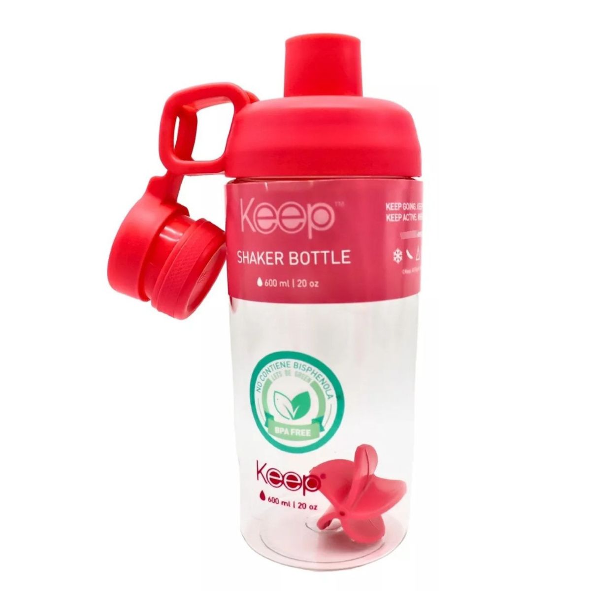 KEEP - Botella Shaker Keep Mezclador Proteinas Gimnasio 600mL Rosa