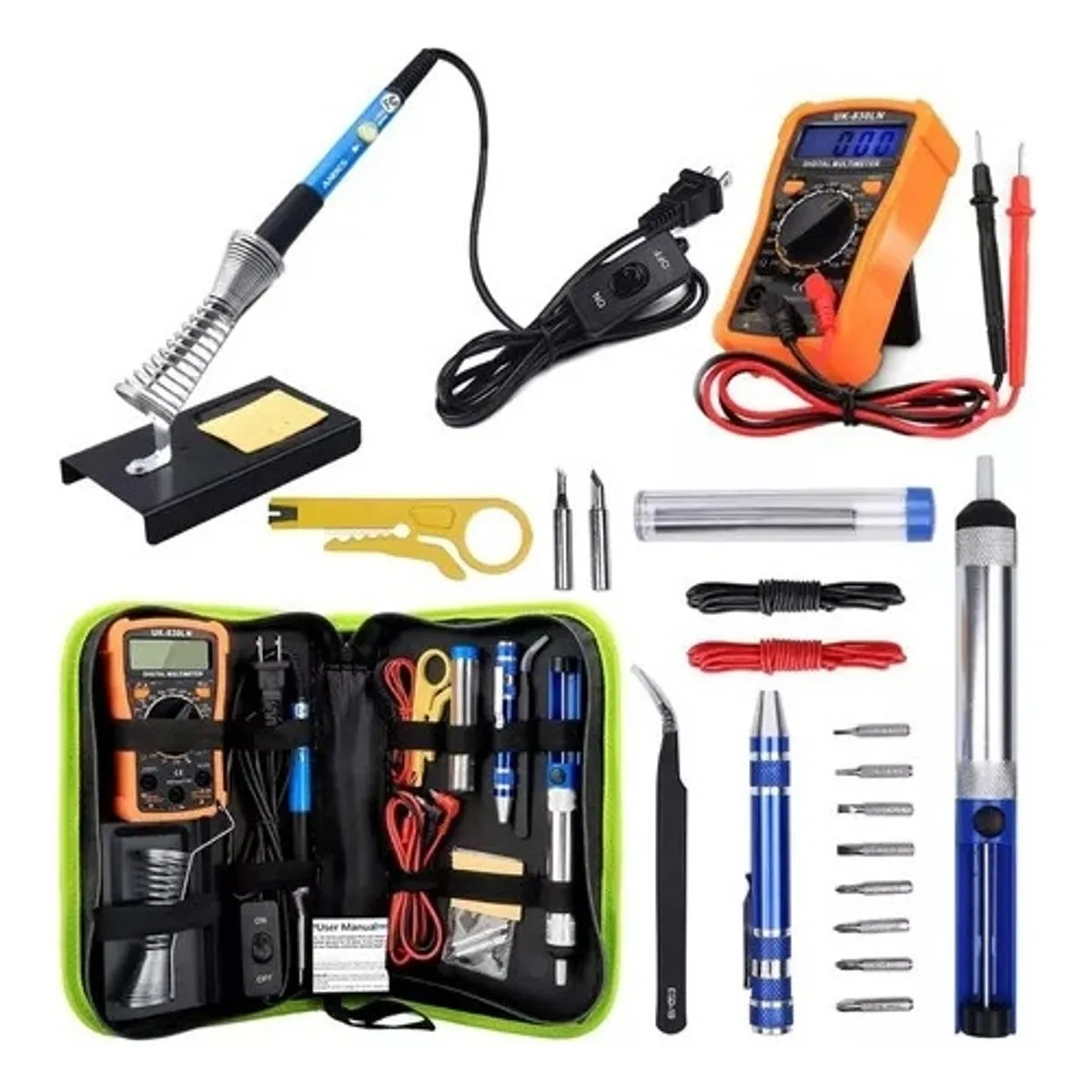 GENERICO - Kit Soldador Eléctrico Cautín Regulable Multímetro