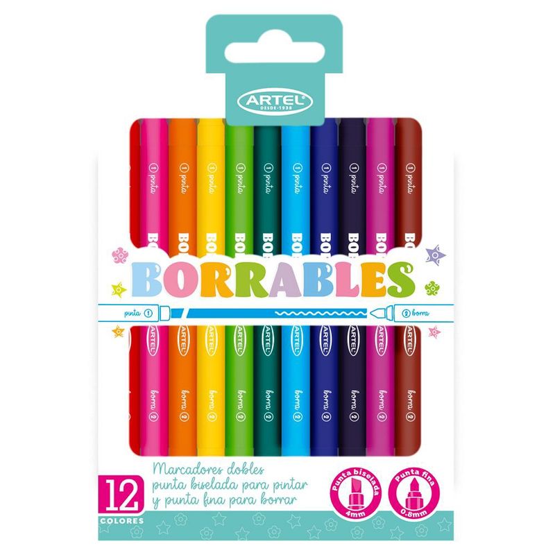 ARTEL - Set 12 rotuladores Borrables Doble Punta Artel