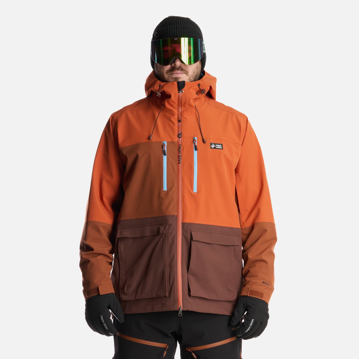 HAKA HONU - Chaqueta Hombre Viento Blanco Naranjo Oscuro Haka Honu