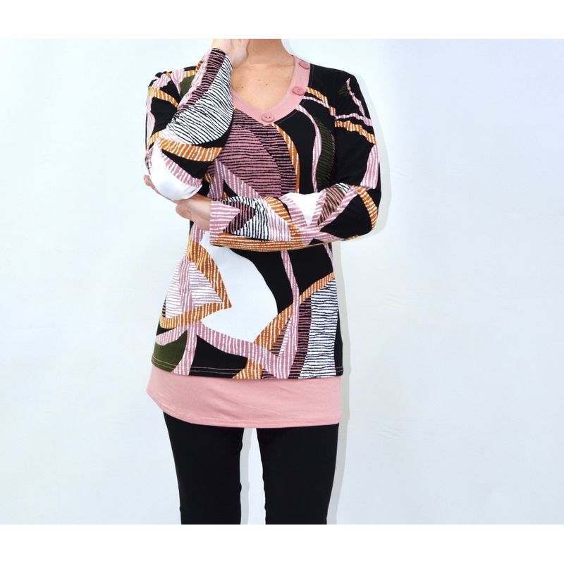 MAGENTA WOMAN - Polera 10 Lycra Estampada Rosa