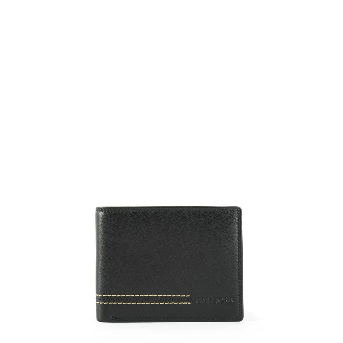 AMPHORA - Billetera Con Aleta Mediana Martin Negro