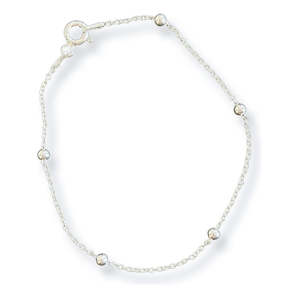 GENERICO - Pulsera Limada Esferas Plata Italiana Ley 925 +caja