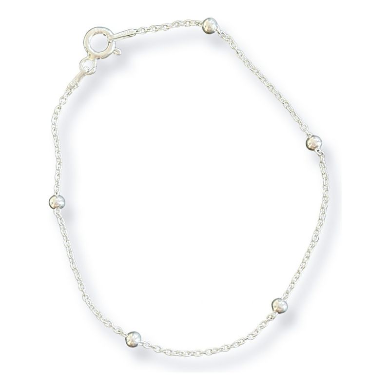 GENERICO - Pulsera Limada Esferas Plata Italiana Ley 925 +caja